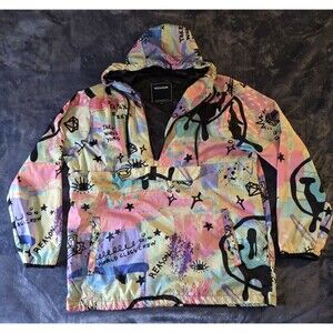 REASON Brand NYC Graffiti Print Windbreaker Jacket 1/4 Zip Men's Size XL